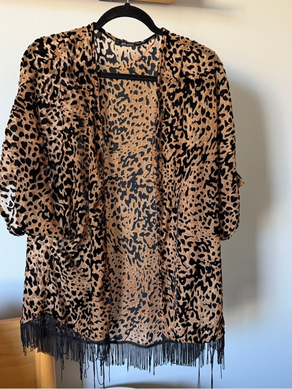 ark & co. Tan and Black Animal Print Kimono